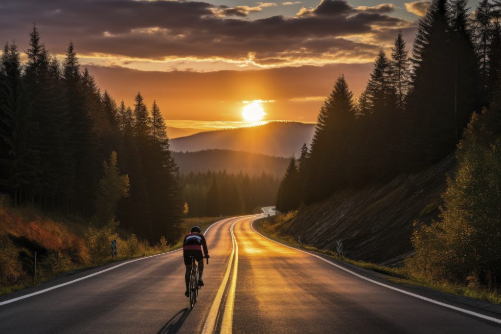 ciclista andar en bicicleta en la naturaleza